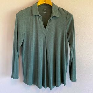 J Jill prima center-pleat tunic with collar, size L